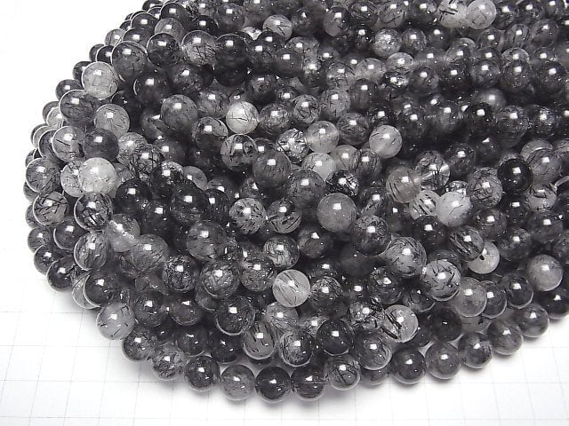 [Video]Tourmaline Quartz AAA- Round 10mm half or 1strand beads (aprx.15inch/36cm)