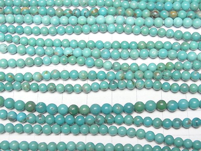 [Video]Turquoise AAA- Round 4mm half or 1strand beads (aprx.15inch/38cm)