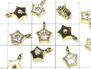 Metal Star Motif Charms, 9.5x6.5mm, Gold (with CZ), 3 Pieces