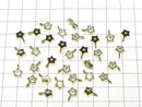 Metal Star Motif Charms, 9.5x6.5mm, Gold (with CZ), 3 Pieces