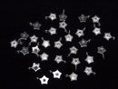 Metal parts star motif charm 9.5x6.5mm silver color (with CZ) 3pcs