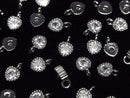 Metal parts heart motif charm 8.5x6mm silver color (with CZ) 3pcs