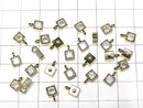 Metal parts Square charm 8x5mm gold color (with CZ) 3pcs