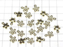 Metal parts flower motif charm 11x9mm gold color (with CZ) 3pcs