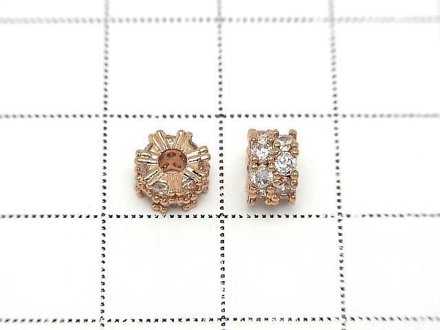 Metall-Rondelle 6,5x6,5x4mm Roségold (mit CZ) 2 Stück
