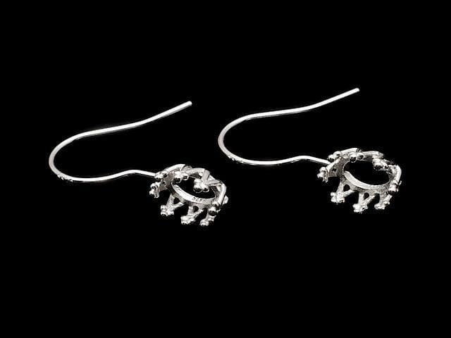 [Video] Silver925 Crown Earwire Frame Oval 6x4mm Rhodium Plated 1 pair