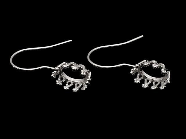 [Video] Silver925 Crown Earwire Frame Oval 7x5mm Rhodium Plated 1 pair