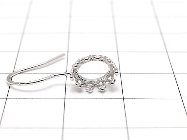[Video] Silver925 Crown Earwire Frame Oval 7x5mm Rhodium Plated 1 pair