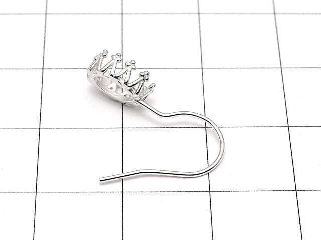 [Video] Silver925 Crown Earwire Frame Oval 7x5mm Rhodium Plated 1 pair