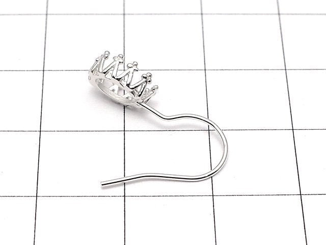 [Video]Silver925 Crown Earwire Frame Oval 7x5mm Rhodium Plated 1pair