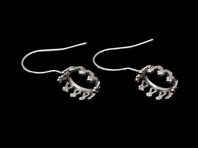 [Video] Silver925 Crown Earwire Frame Oval 8x6mm Rhodium Plated 1 pair