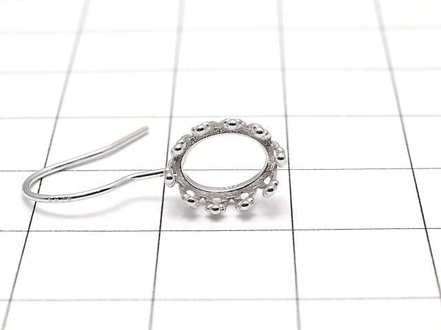 [Video] Silver925 Crown Earwire Frame Oval 8x6mm Rhodium Plated 1 pair