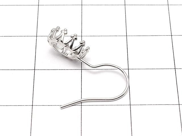[Video] Silver925 Crown Earwire Frame Oval 8x6mm Rhodium Plated 1 pair