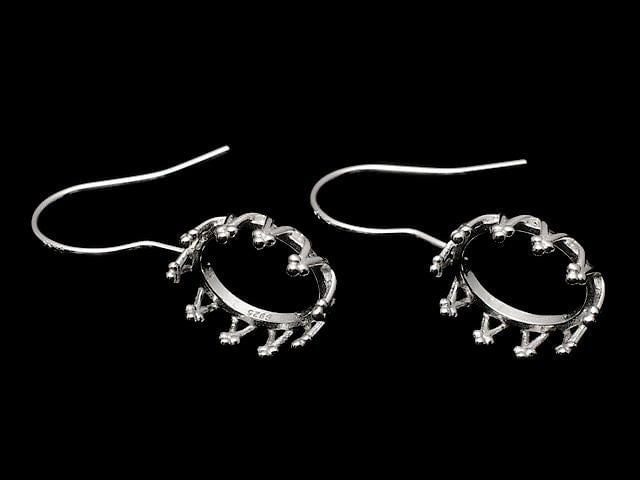 [Video] Silver925 Crown Earwire Frame Oval 10x8mm Rhodium Plated 1 pair