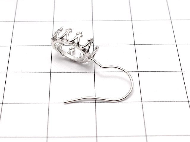 [Video]Silver925 Crown Earwire Frame Oval 10x8mm Rhodium Plated 1pair