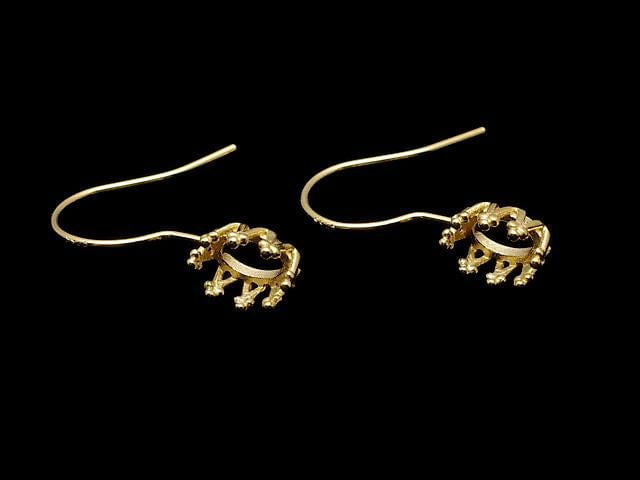 [Video] Silver925 Crown Earwire Frame Oval 6x4mm 18KGP 1 pair
