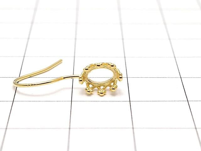 [Video] Silver925 Crown Earwire Frame Oval 6x4mm 18KGP 1 pair
