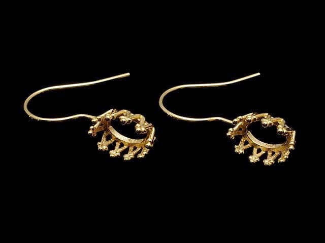 [Video] Silver925 Crown Earwire Frame Oval 7x5mm 18KGP 1 pair