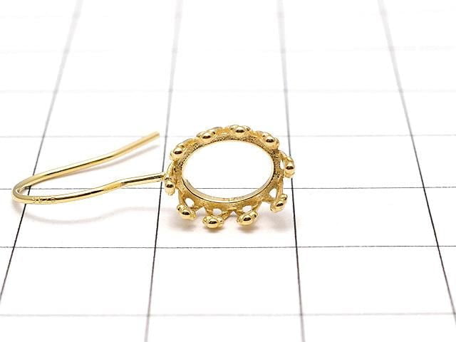[Video] Silver925 Crown Earwire Frame Oval 8x6mm 18KGP 1pair