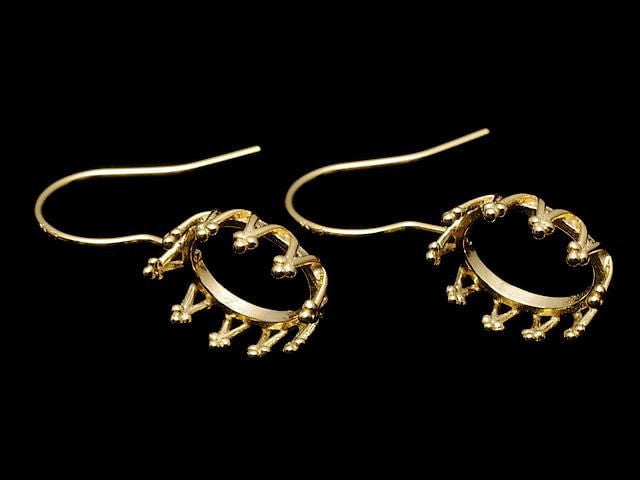 [Video] Silver925 Crown Earwire Frame Oval 10x8mm 18KGP 1 pair