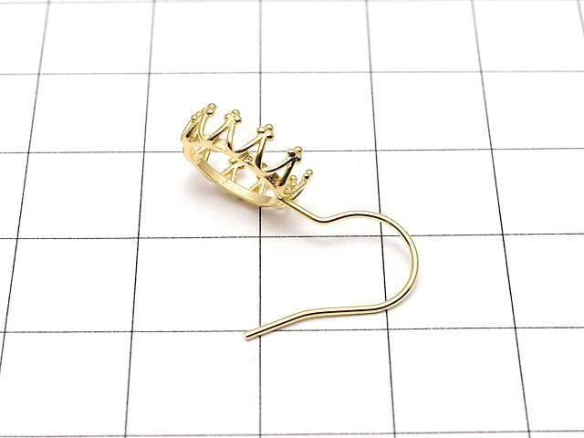 [Video] Silver925 Crown Earwire Frame Oval 10x8mm 18KGP 1 pair