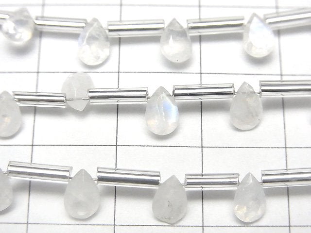 [Video] High Quality Rainbow Moonstone AA++ Pear shape Faceted 6x4mm 1strand (8pcs )