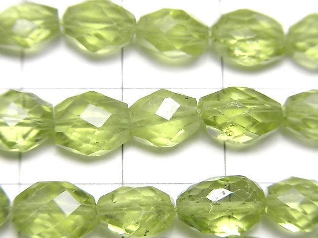 [Video]High Quality Peridot AAA- Flat Nugget -Faceted Oval half or 1strand beads (aprx.15inch/38cm)