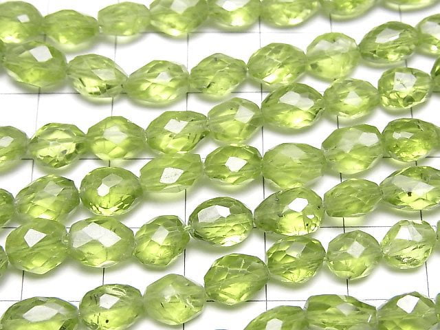 [Video]High Quality Peridot AAA- Flat Nugget -Faceted Oval half or 1strand beads (aprx.15inch/38cm)