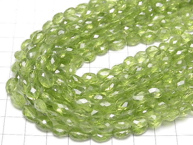 [Video]High Quality Peridot AAA- Flat Nugget -Faceted Oval half or 1strand beads (aprx.15inch/38cm)