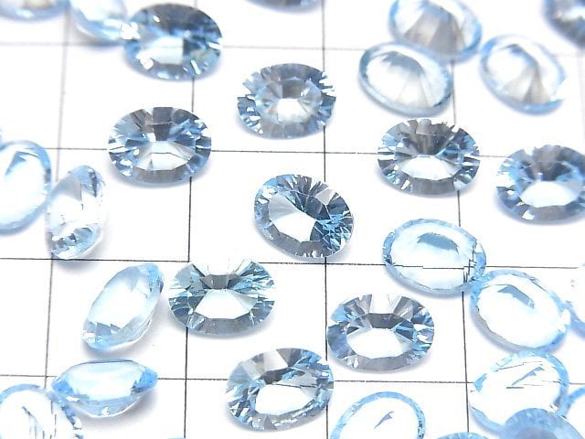 [Video]High Quality Sky Blue Topaz AAA Loose stone Oval Concave Cut 8x6mm 2pcs