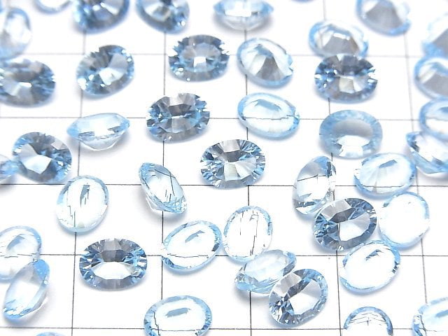 [Video]High Quality Sky Blue Topaz AAA Loose stone Oval Concave Cut 8x6mm 2pcs