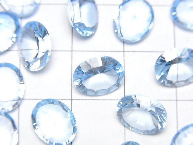 [Video]High Quality Sky Blue Topaz AAA Loose stone Oval Concave Cut 10x8mm 2pcs