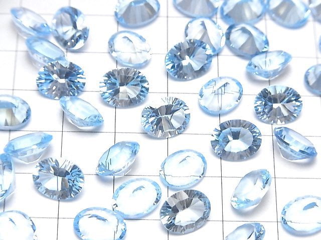 [Video]High Quality Sky Blue Topaz AAA Loose stone Oval Concave Cut 10x8mm 2pcs