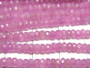 [Video] High Quality! Unheated Pink Sapphire AAA- Faceted Button Rondelle half or 1strand beads (aprx.16inch/39cm)