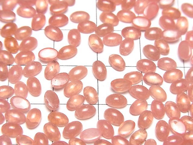 [Video] Peru Rhodochrosite AAA- Oval Cabochon 5x3mm 5pcs