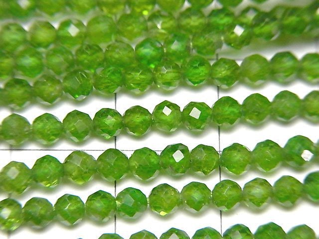 [Video] High Quality! Chrome Diopside AAA- Faceted Round 3mm half or 1strand beads (aprx.12inch/30cm)