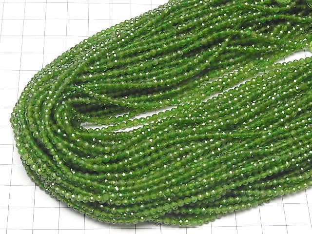 [Video] High Quality! Chrome Diopside AAA- Faceted Round 3mm half or 1strand beads (aprx.12inch/30cm)