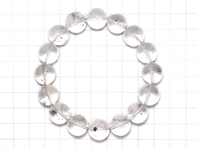 [Video][One of a kind] Pyrite in Quartz Round 13.5mm Bracelet NO.11