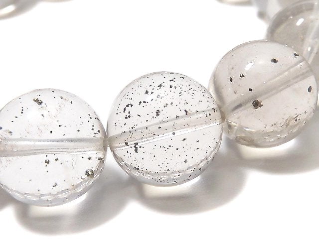 [Video][One of a kind] Pyrite in Quartz Round 13mm Bracelet NO.13