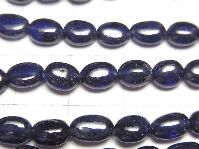 [Video]High Quality Sapphire AAA- Oval [Dark color] half or 1strand beads (aprx.15inch/38cm)