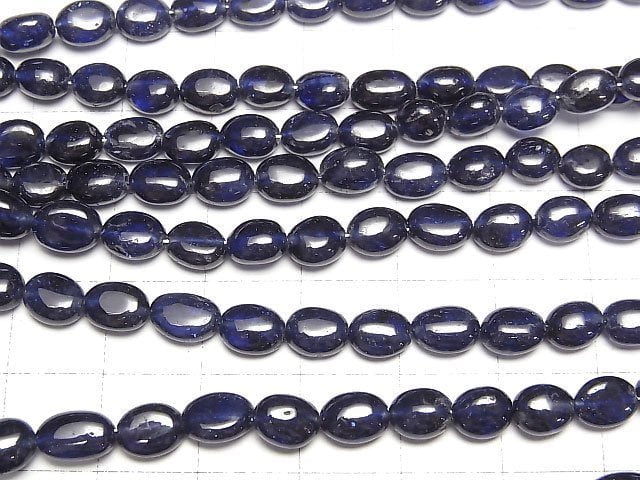 [Video]High Quality Sapphire AAA- Oval [Dark color] half or 1strand beads (aprx.15inch/38cm)