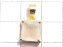 [Video][One of a kind] High Quality Rainbow Moonstone AAA Faceted Pendant 18KGP NO.15
