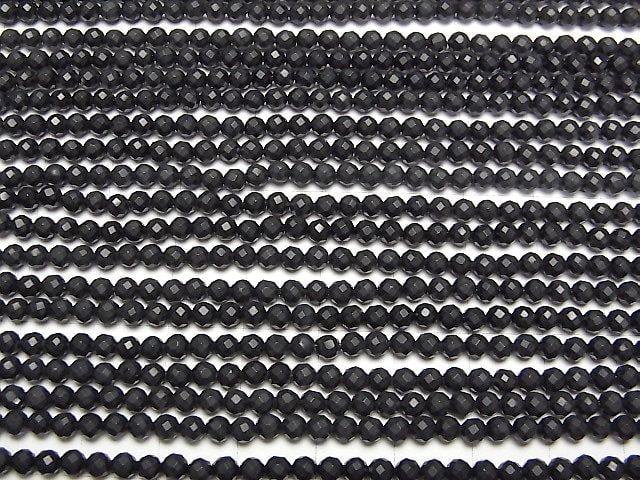 [Video] High Quality! Frost Onyx Faceted Round 3mm 1strand beads (aprx.15inch/36cm)