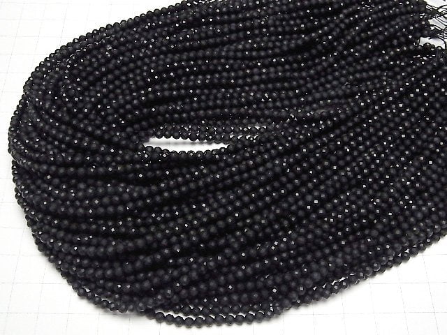 [Video] High Quality! Frost Onyx Faceted Round 3mm 1strand beads (aprx.15inch/36cm)