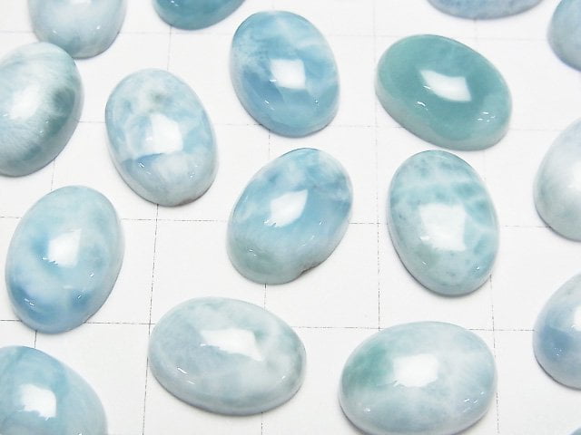 [Video]Larimar Pectolite AA Oval Cabochon 14x10mm 2pcs