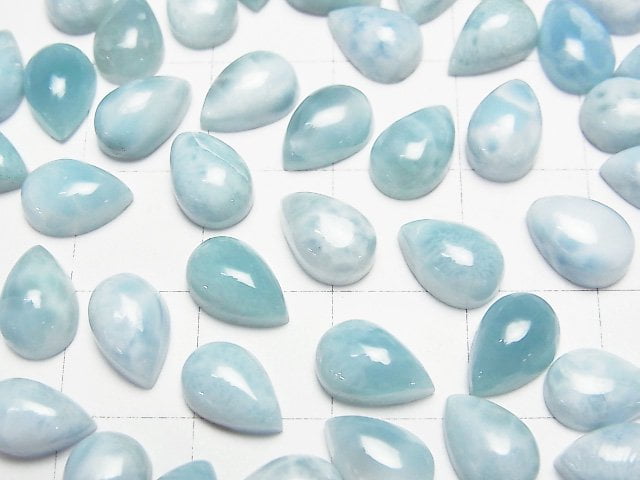 [Video]Larimar Pectolite AA Pear shape Cabochon 9x6mm 5pcs