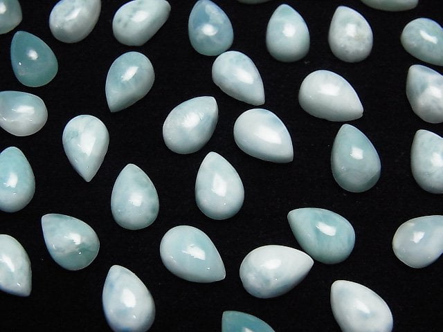 [Video]Larimar Pectolite AA Pear shape Cabochon 9x6mm 5pcs