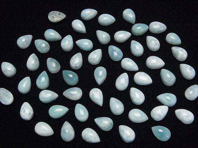 [Video]Larimar Pectolite AA Pear shape Cabochon 9x6mm 5pcs