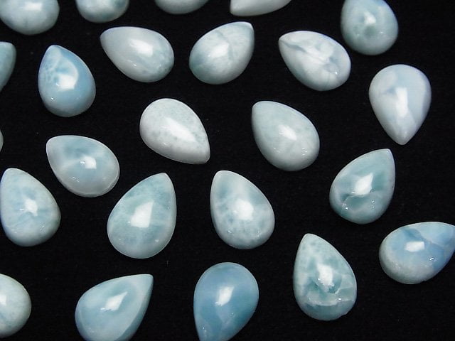 [Video]Larimar Pectolite AA Pear shape Cabochon 12x8mm 2pcs