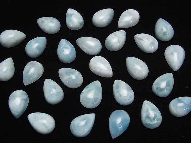 [Video]Larimar Pectolite AA Pear shape Cabochon 12x8mm 2pcs